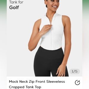 Mock Neck Zip Front Sleeveless
Cropped Tank Top - Halara - Large - White